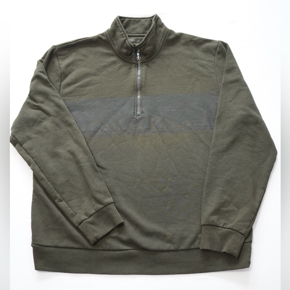 Calvin Klein Men's Quarter Zip Logo Sweatshirt